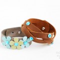 Rhinestone leather mystery braid bracelet