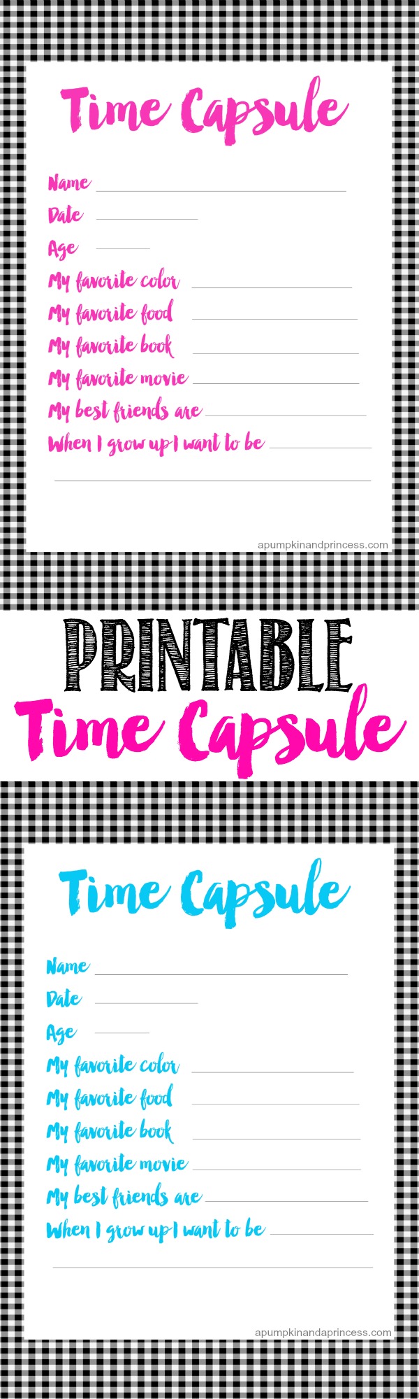 Time Capsule Printable for Kids A Pumpkin And A Princess