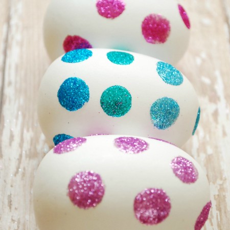 Easy Polka Dot Glitter Easter Eggs