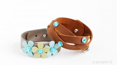 Rhinestone leather mystery braid bracelet