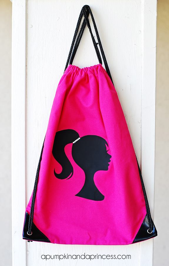 Barbie Inspired Applique Drawstring Bag
