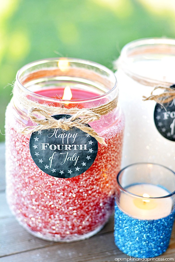Patriotic Glitter Candles - 4th of July Printable