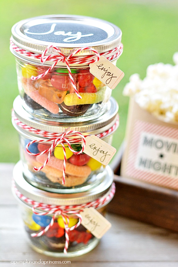 Candy Filled Mason Jars with Chalkboard Tags