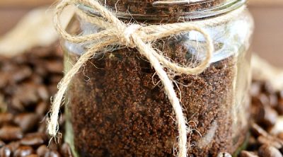 Easy DIY Coffee Sugar Scrub made with nourishing oils, coffee grounds and goats milk soap.