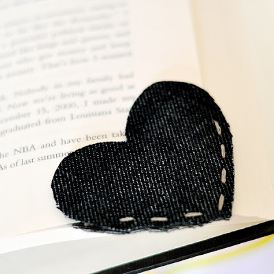 denim heart bookmark