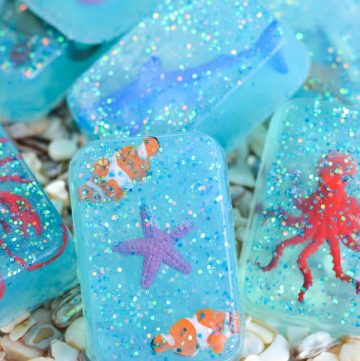glitter toy filled soap for kids