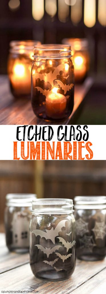 How to make faux etched glass halloween mason jar luminaries