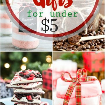 25 Handmade Christmas Gifts Under $5. Easy handmade gifts to give for Christmas - Peppermint bark, sugar scrubs, bath bombs, mason jar gifts and more!