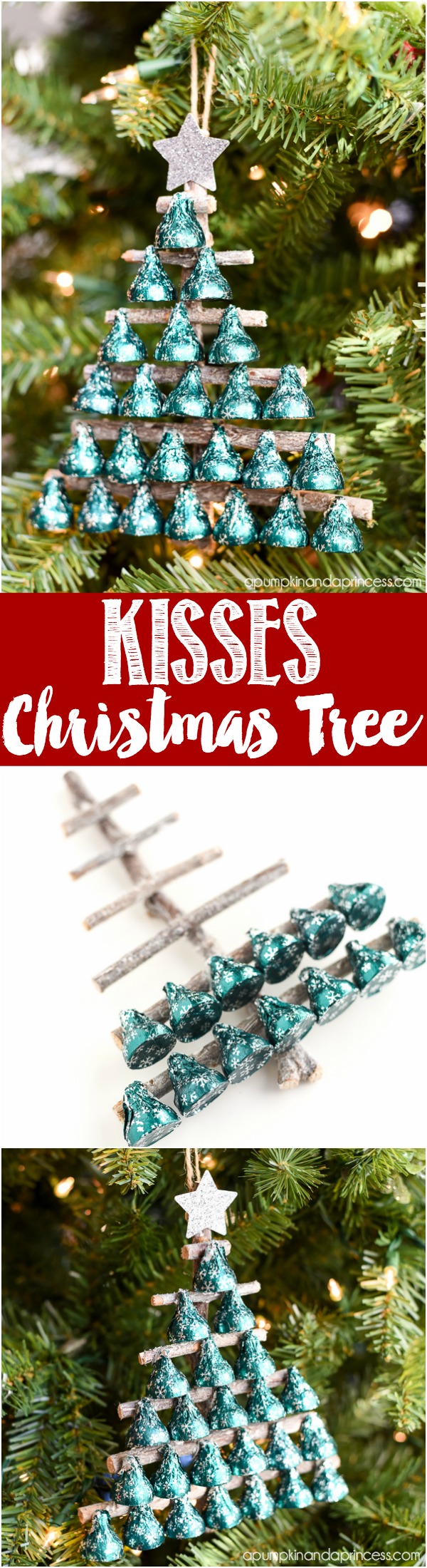 DIY KISSES Candy Christmas Tree - cute neighbor gift or teacher gift idea kids can make.
