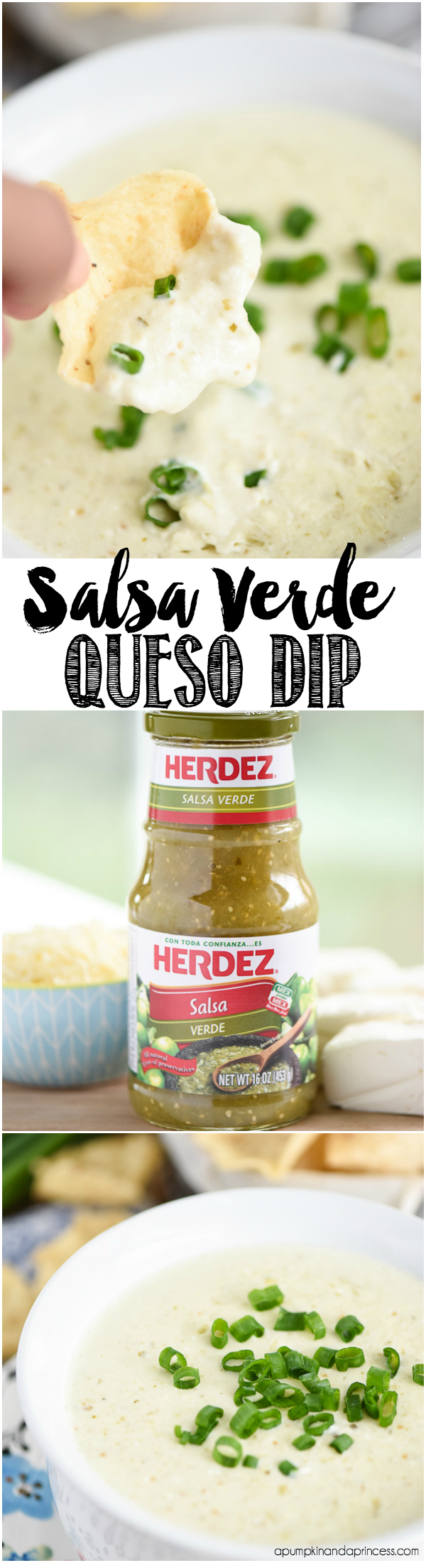 Salsa Verde Queso Dip - easy 3-ingredient salsa verde queso dip.
