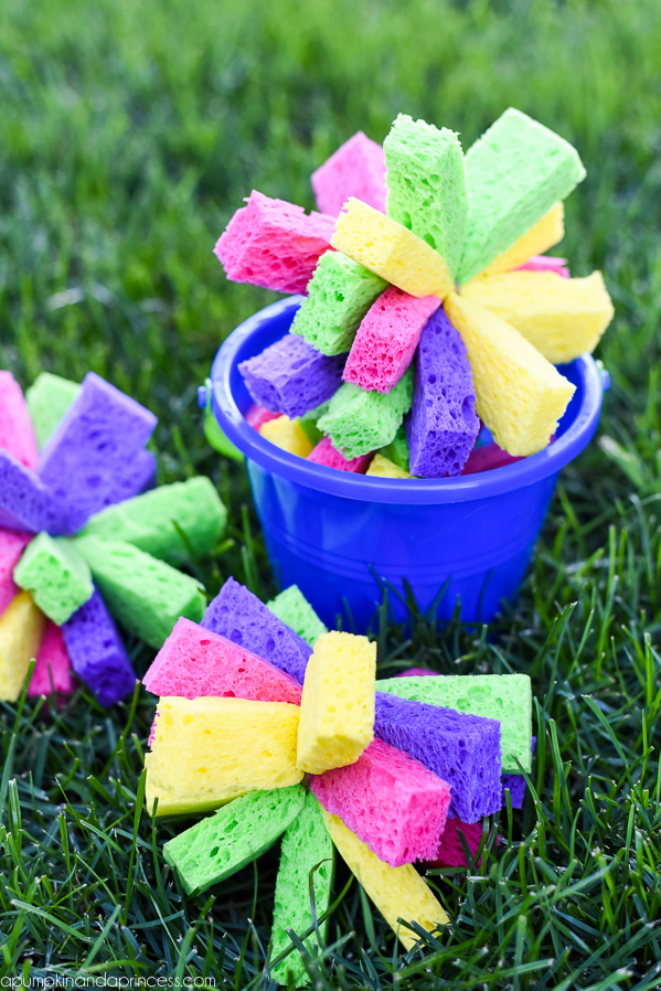 How to make sponge bombs – beat summer boredom with this easy DIY water activity. Kids will love soaking and tossing the colorful sponge bombs for hours!