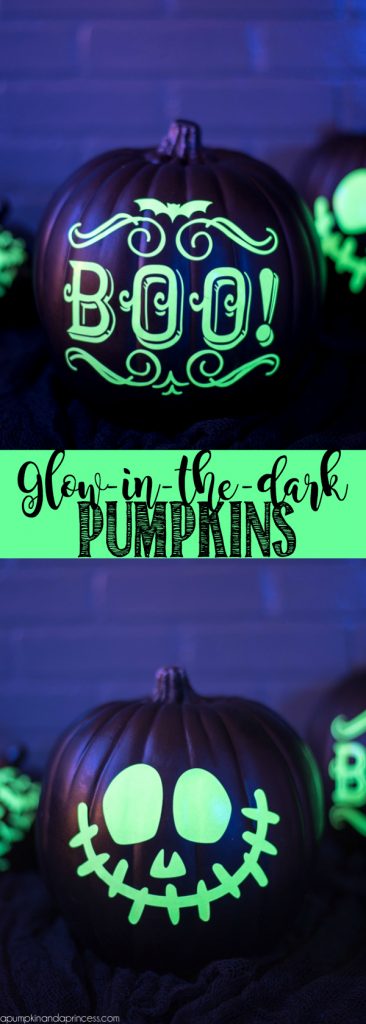 DIY Glow-in-the-dark pumpkins – welcome guests and trick or treaters with glow in the dark vinyl pumpkins!