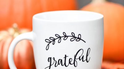 Hand lettered grateful coffee mug gift idea
