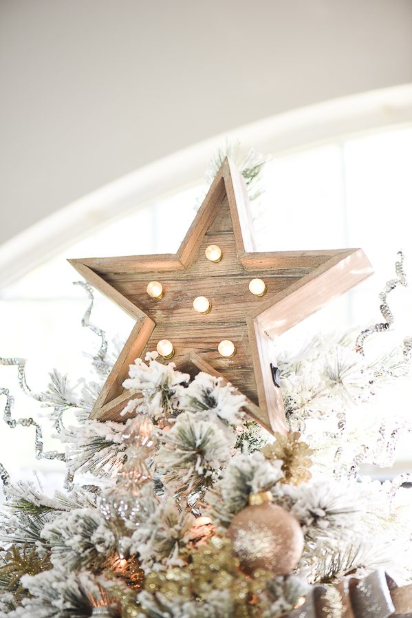 Star Glitter Tree Topper Winter Wonderland Sparkle Bronze Gold Christmas Tree 