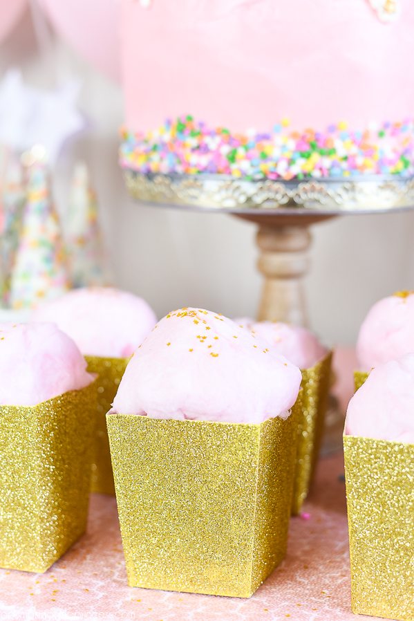 Shimmery pink and gold Unicorn Birthday Party – unicorn party ideas, food and decorations.