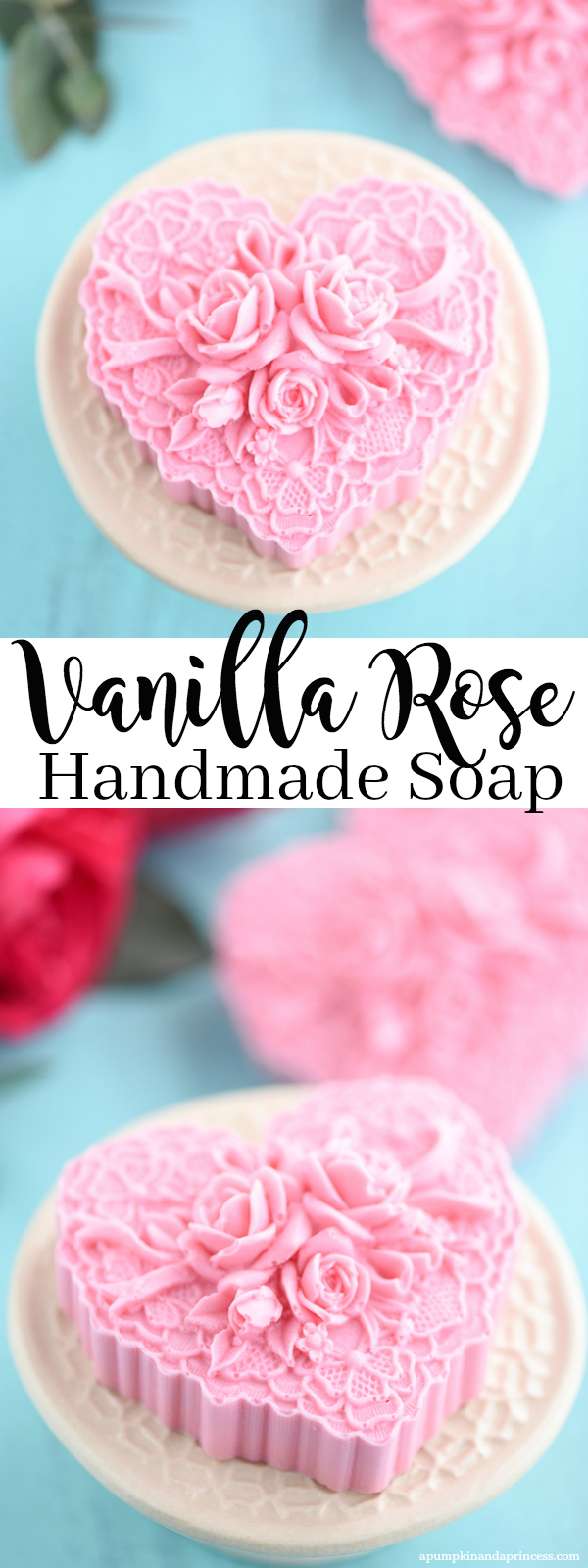 Handmade Vanilla Rose Soap – create a beautiful handmade gift or party favor with this easy DIY Vanilla Rose Soap tutorial.