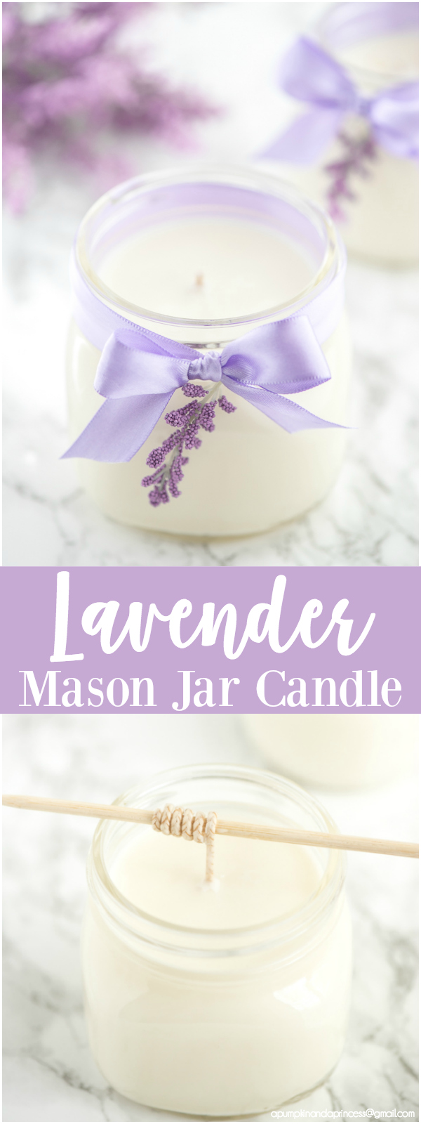 DIY Lavender Candle – how to make soy lavender candles in mason jars + printable gift tags to give as Mother’s Day and birthday gifts.