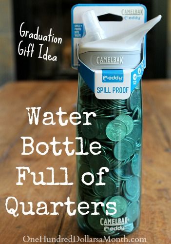 water bottle full of quarters