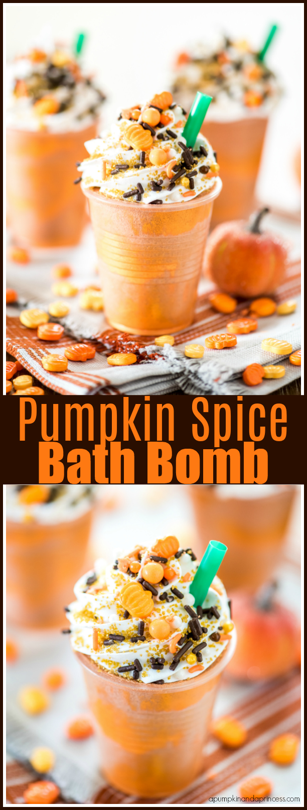 How to make your own Pumpkin Spice Bath Bombs topped with icing and sprinkles. This bath bomb makes a great handmade gift idea!