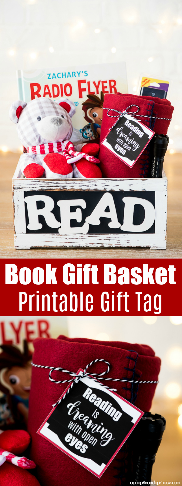 DIY Book Gift Basket – create a customized book with your child's name and fill a basket with their favorite story time essentials.