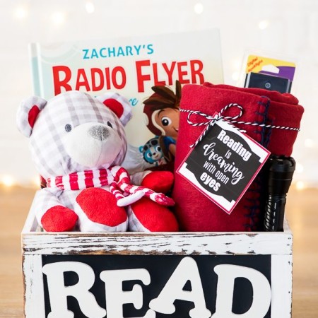 DIY Book Gift Basket – create a customized book with your child’s name and fill a basket with their favorite story time essentials.