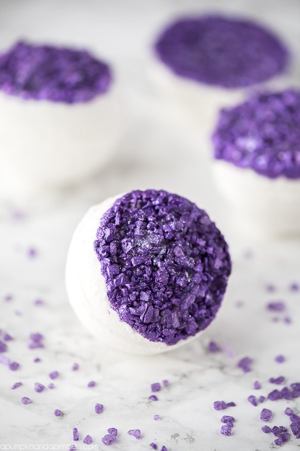 DIY Amethyst Bath Bombs – How to make bath bombs inspired by amethyst stones made with Epsom salts and lavender essential oil.