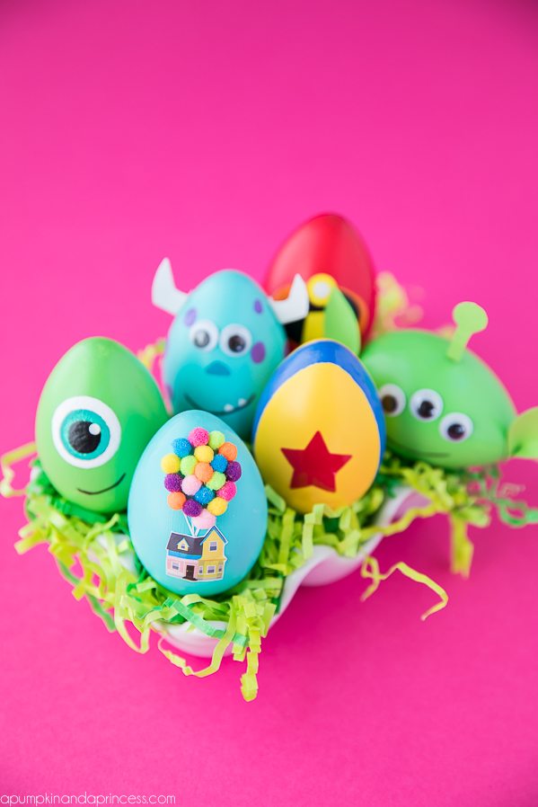 DIY Disney Pixar Easter Eggs – how to make character Easter eggs inspired by Disney Pixar movies. Creative Easter egg decorating ideas for kids.