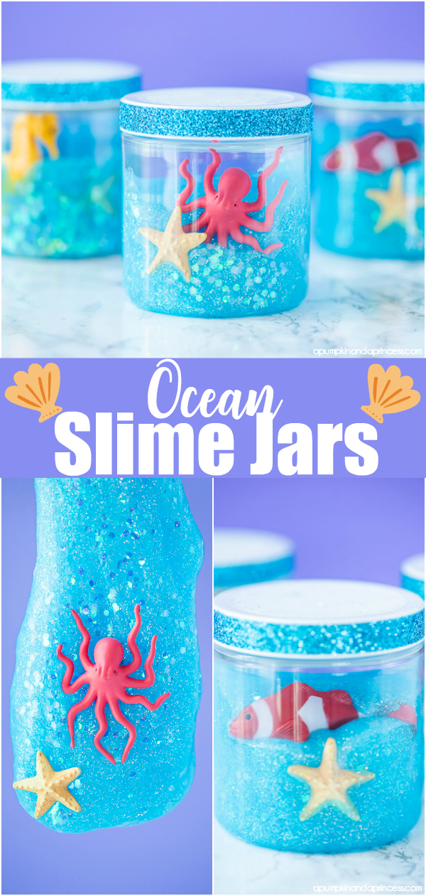 How to make glitter ocean slime - this fun aquarium inspired craft is a great boredom buster idea and party favor for an under the sea party!