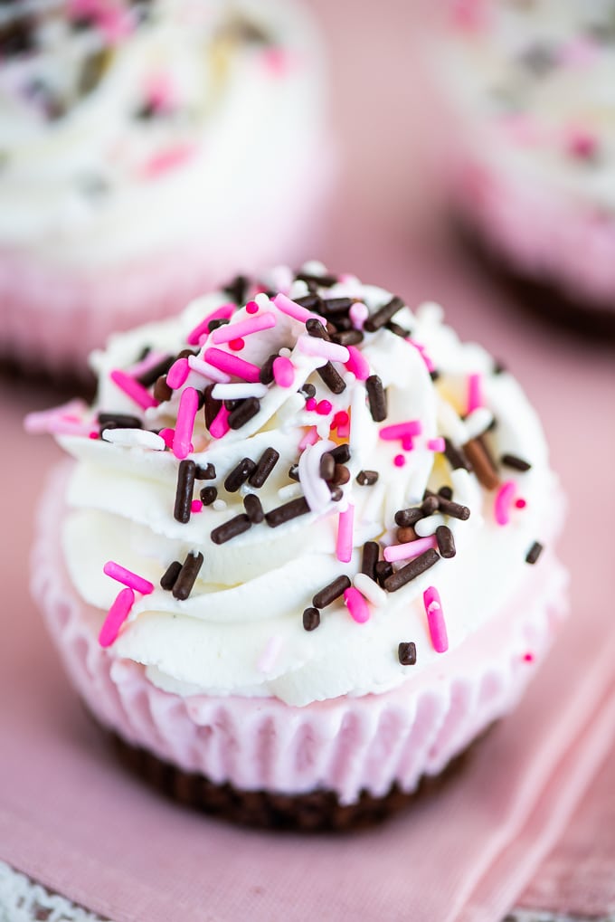Chocolate Strawberry Sprinkles Ice Cream Cupcakes