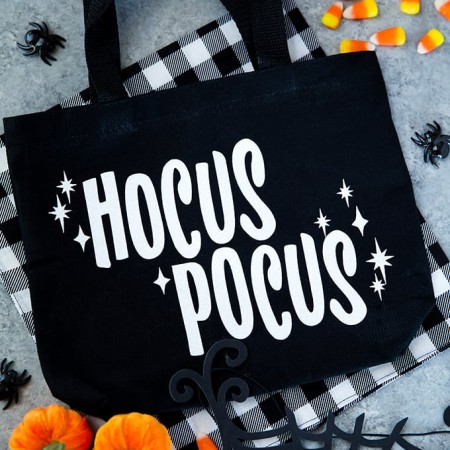 Glitter iron-on Hocus Pocus treat bag