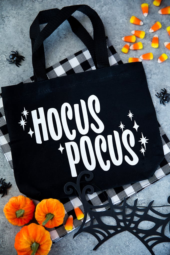 Glitter iron-on Hocus Pocus treat bag