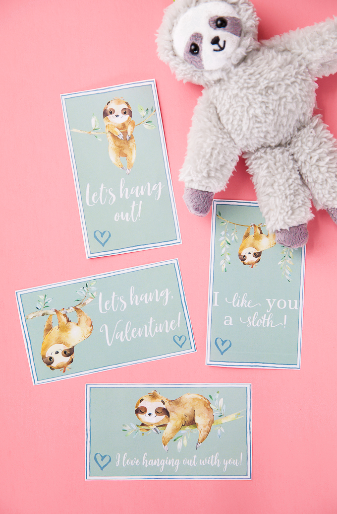 Download and print these adorable Sloth valentines to give to classmates and friends