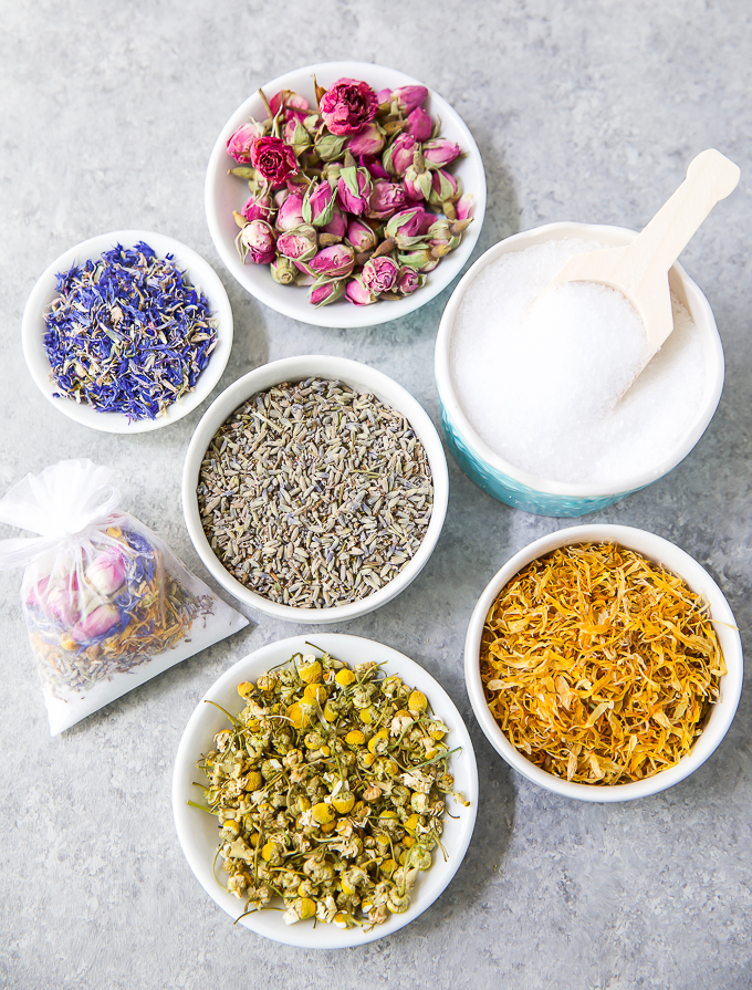 Everything you need to make a relaxing herbal bath tea