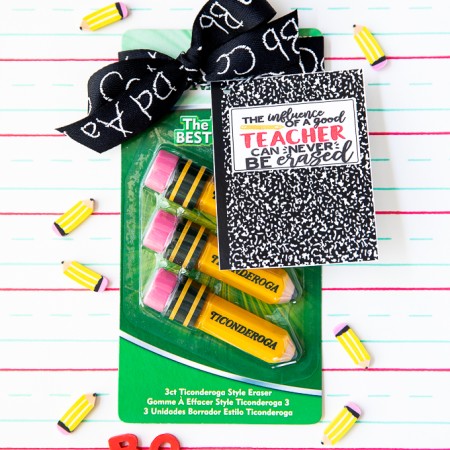 Easy teacher gift idea - notebook pattern printable tag