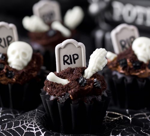Halloween Cake Toppers Gate Bat Cupcake Picks Graveyard One Dozen Tombstone 