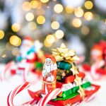 Santa candy cane sleigh with chocolate bars