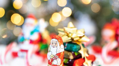 Santa candy cane sleigh with chocolate bars