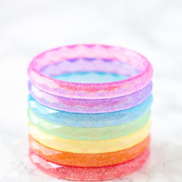 stacked rainbow resin bangle bracelets