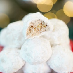 soft, tender butter cookies made with gluten-free flour and covered in powdered sugar