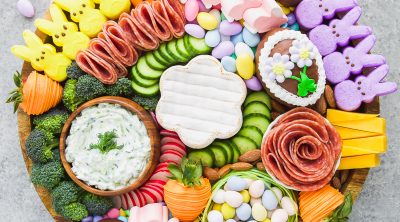 sweet and savory Spring themed charcuterie board