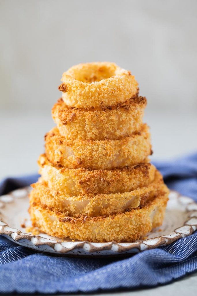 stacked onion ring appetizer