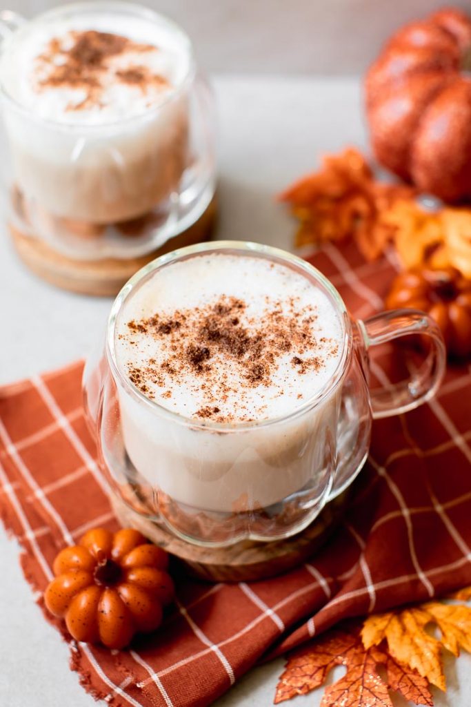 fall latte topped with pumpkin spice