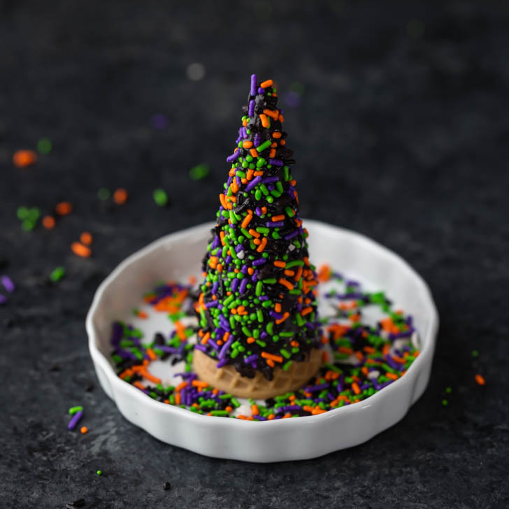 halloween sprinkles on waffle cone