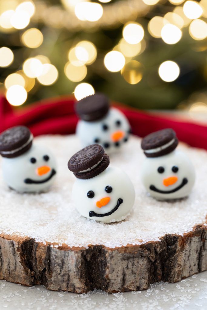 white chocolate melted snowman treats