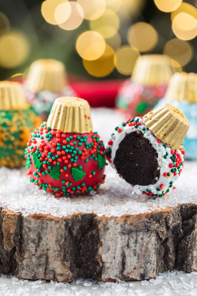 Easy Christmas ornament ball truffles