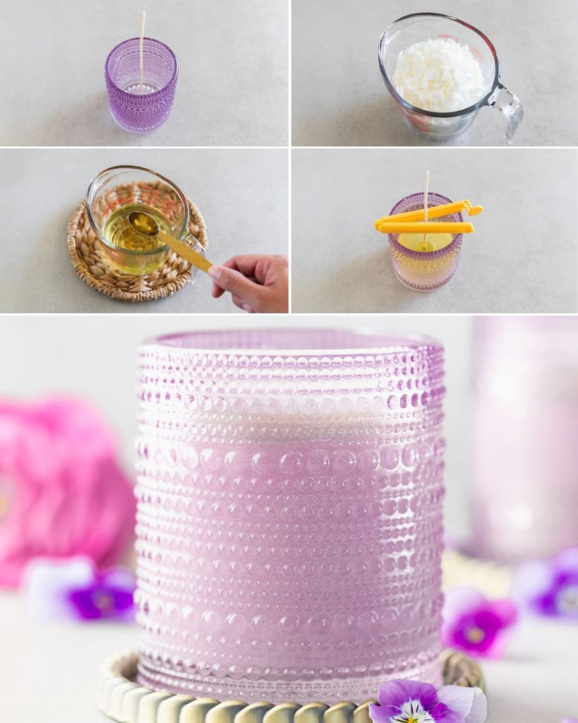 step by step soy wax spring floral candle diy