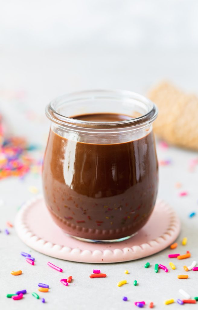 chocolate syrup ice cream topping in jar