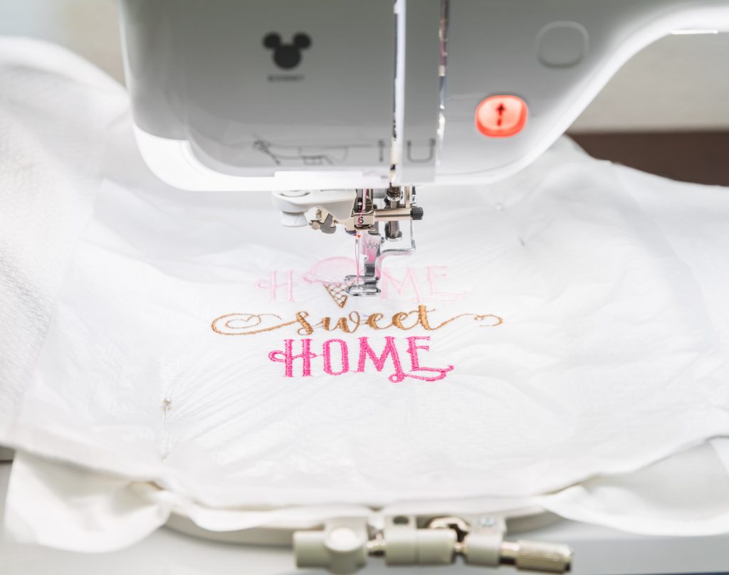 how to machine embroider a kitchen towel