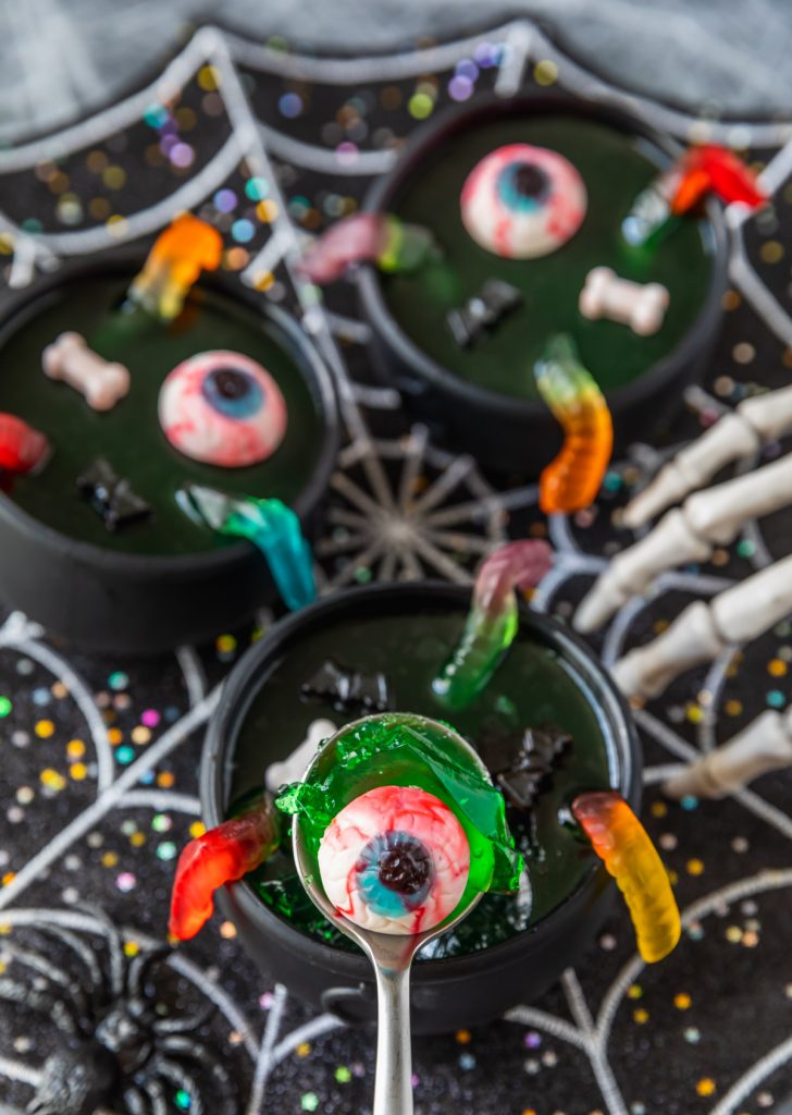 Halloween jello with candy eyes