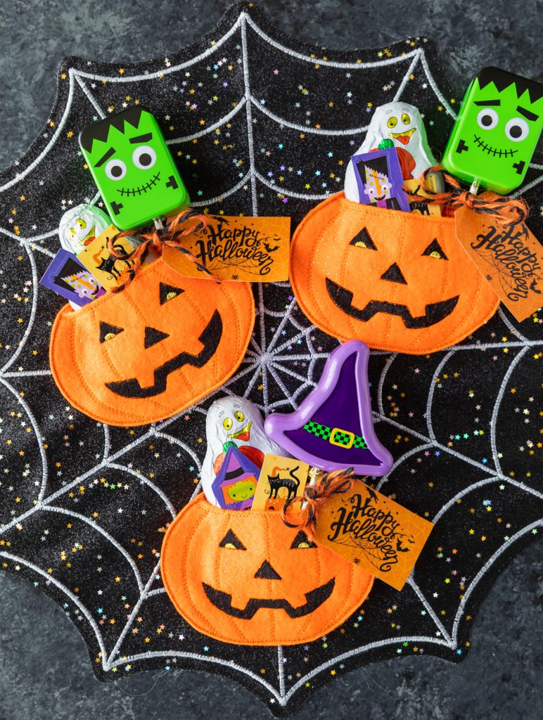 felt embroidery pumpkin candy holder party favor